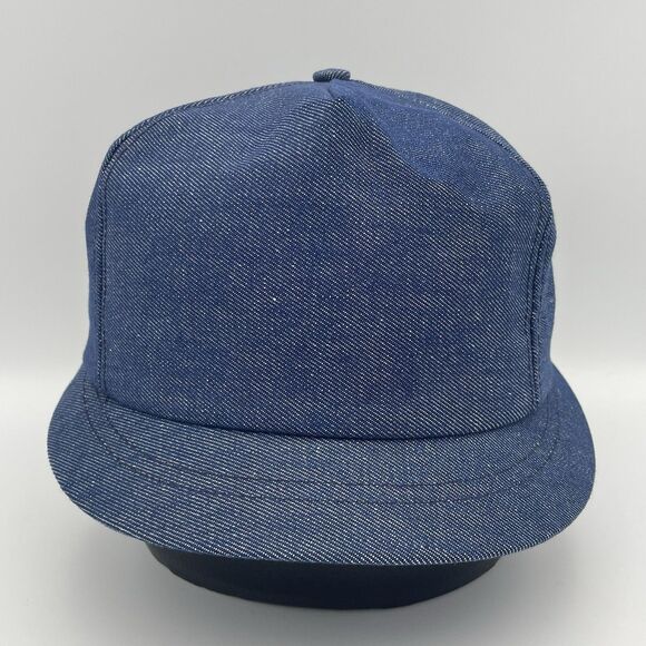 Vintage Denim Short Brim Jean Snapback Hat Cap Rare 1980s Made In The USA - Picture 1 of 11